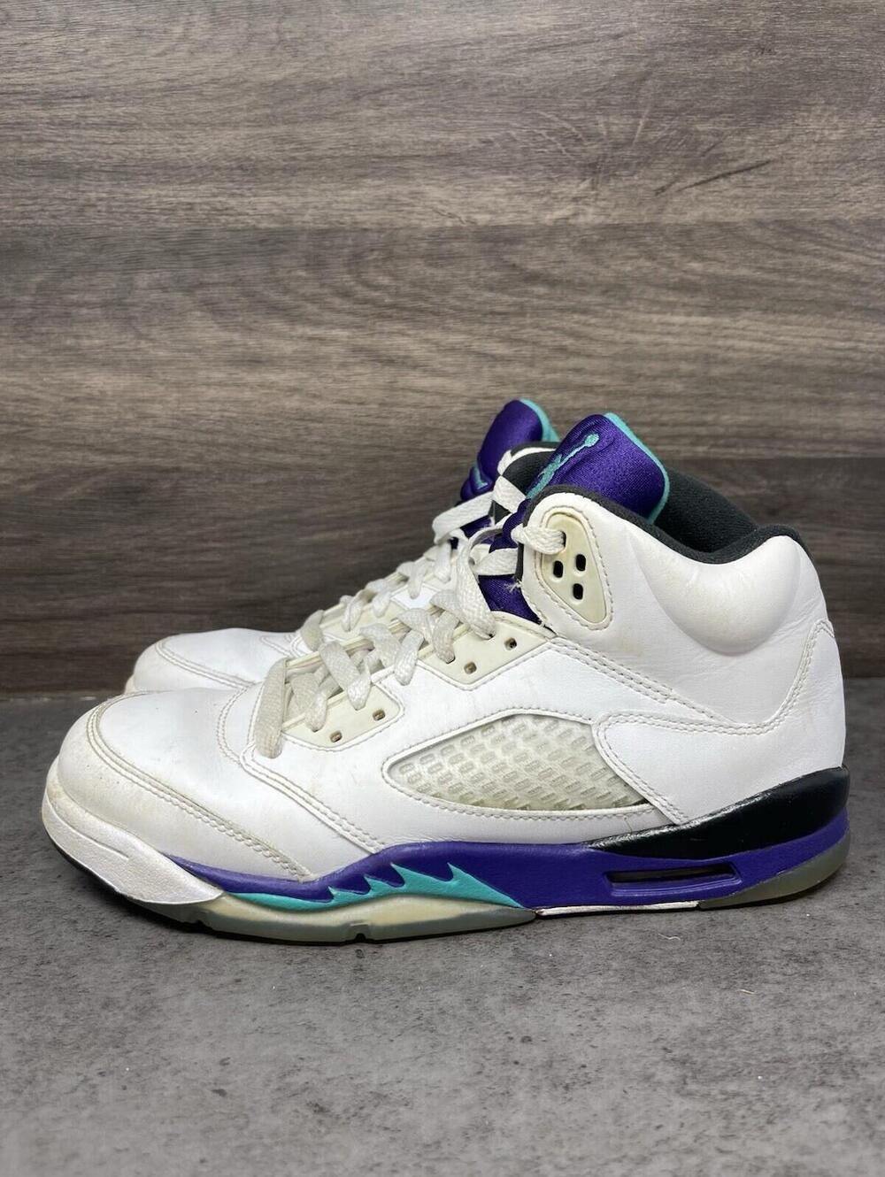 Air Jordan 5 Retro Grape Sneakers Kids Size 7 GS White Purple
